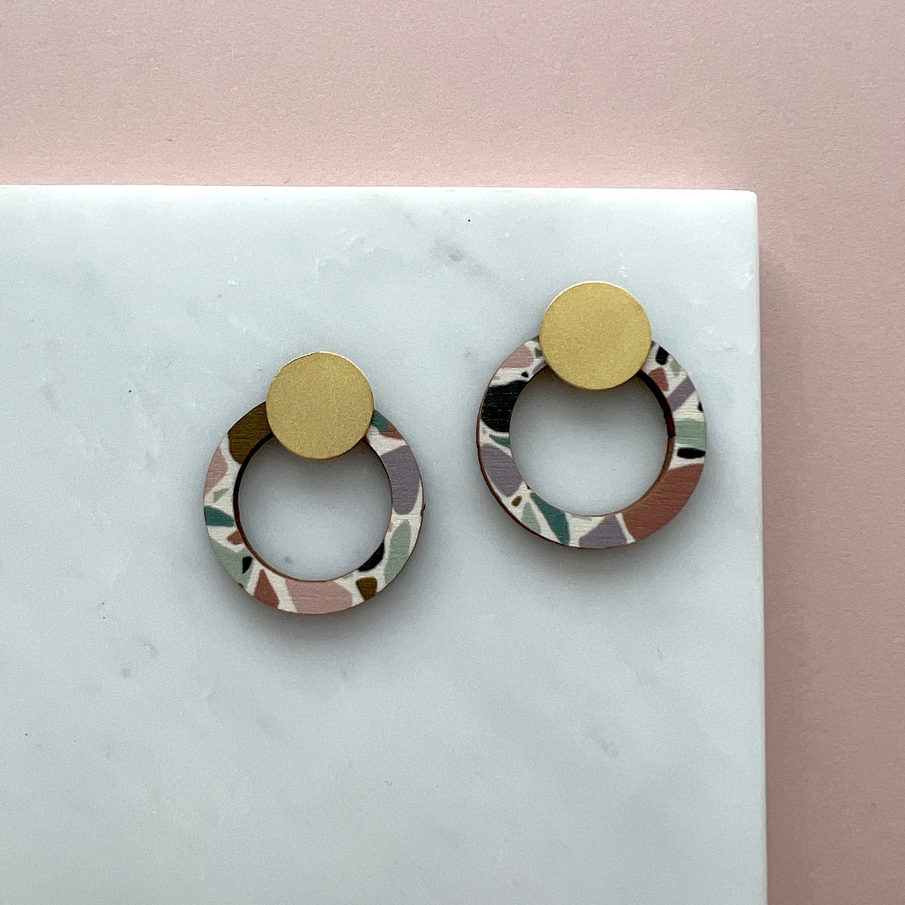 Terrazzo Ring Stud Earrings