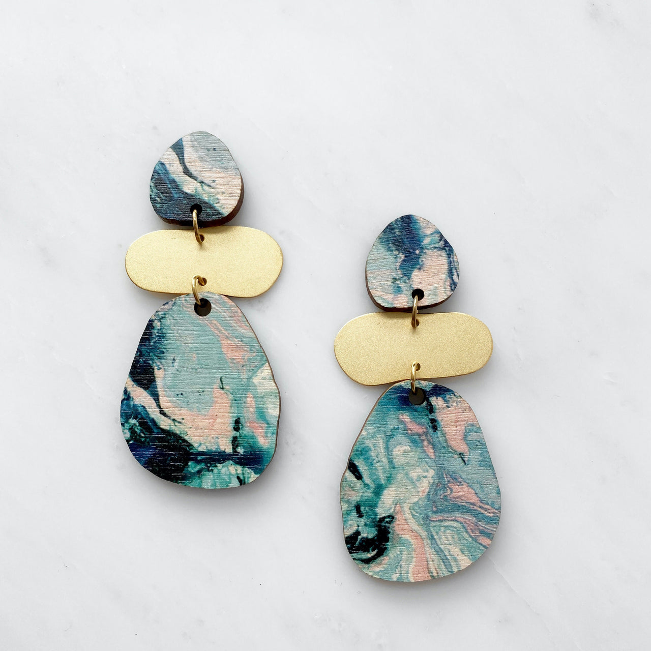 Pastel Marble Statement Drop Earrings