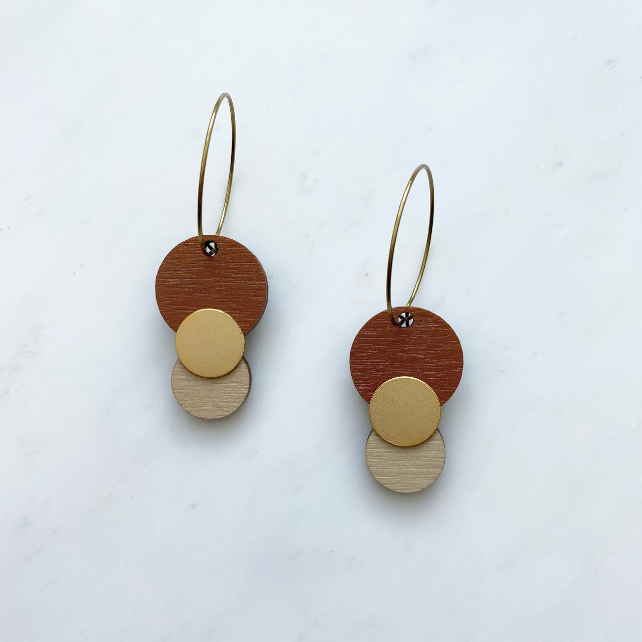 Orange & Cream Geometric Hoop Earrings