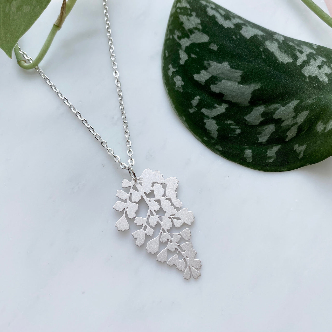 Silver Maidenhair Fern Necklace