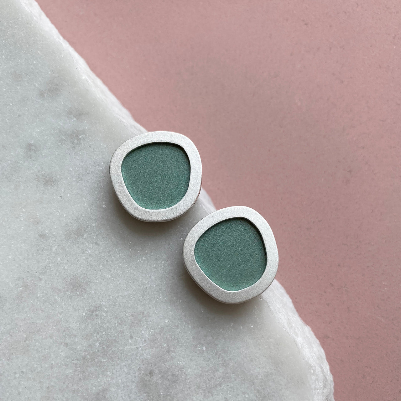 Silver Geometric Circle Stud Earrings - 5 Colours Available