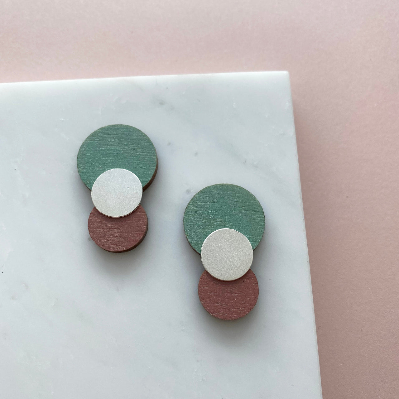 Statement Silver Colour Combo Circle Stud Earrings - 4 Colours