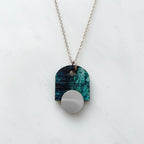 Blue & Silver Geometric Arch Necklace