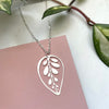 Silver Calathea Makoyana Leaf Necklace