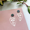 Silver Calathea Makoyana Leaf Drop Studs
