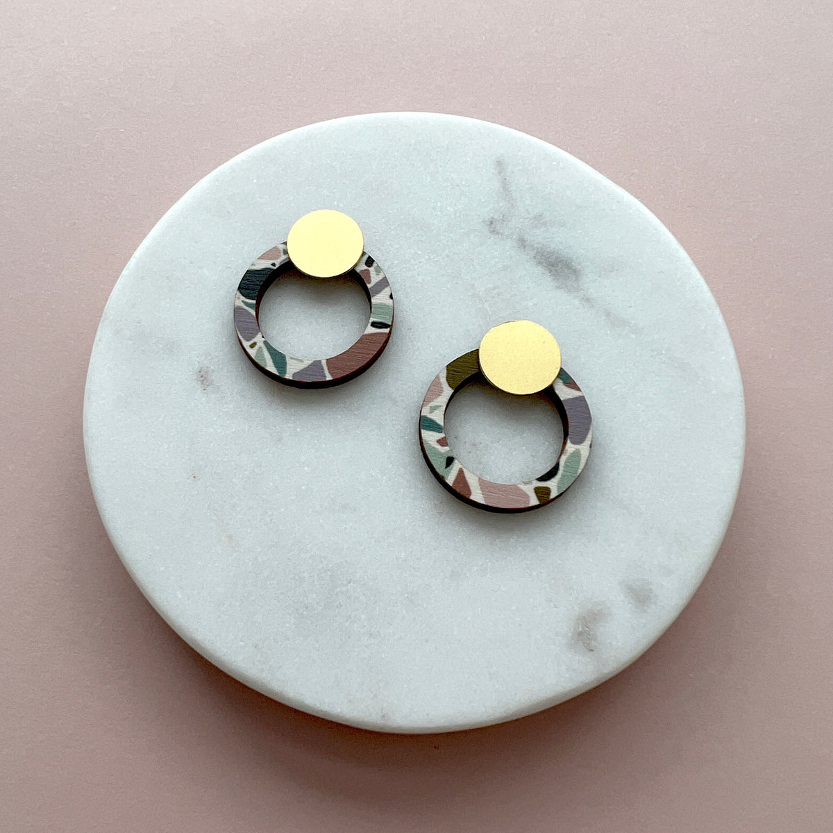 Terrazzo Ring Stud Earrings