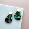 Green, Pink & Gold Pebble Drop Studs