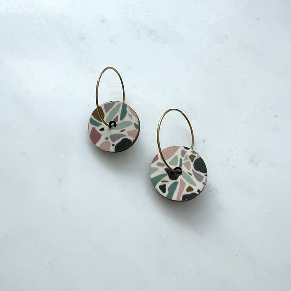 Mini Terrazzo Circle Hoop Earrings