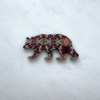 Bear Brooch Pin - Multi Coloured Pattern