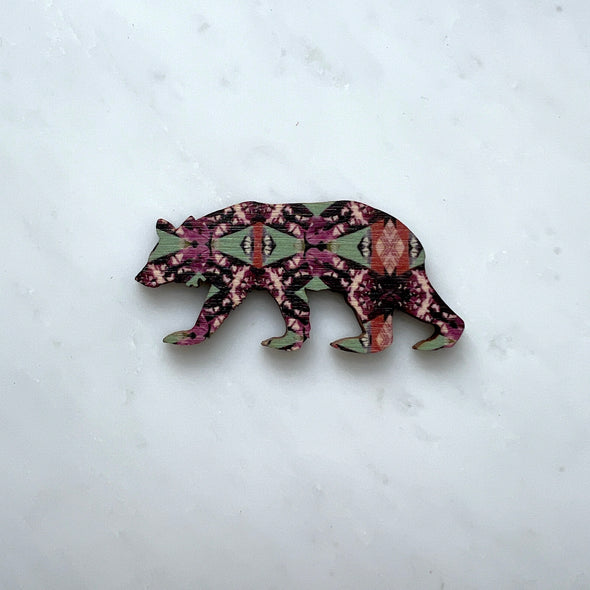 Bear Brooch Pin - Multi Coloured Pattern