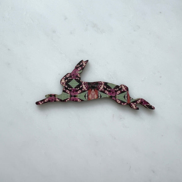 Hare Brooch Pin - Multi Coloured Pattern