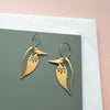 Kingfisher Hoop Earrings - Gold Bird Dangle Earrings