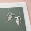 Silver Kingfisher Hoop Earrings - Bird Dangle Earrings