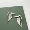 Silver Kingfisher Hoop Earrings - Bird Dangle Earrings