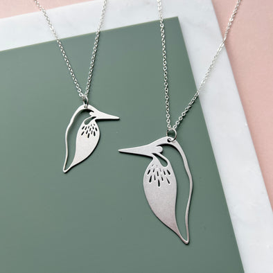 Silver Kingfisher Bird Necklace