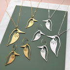 Kingfisher Hoop Earrings - Gold Bird Dangle Earrings