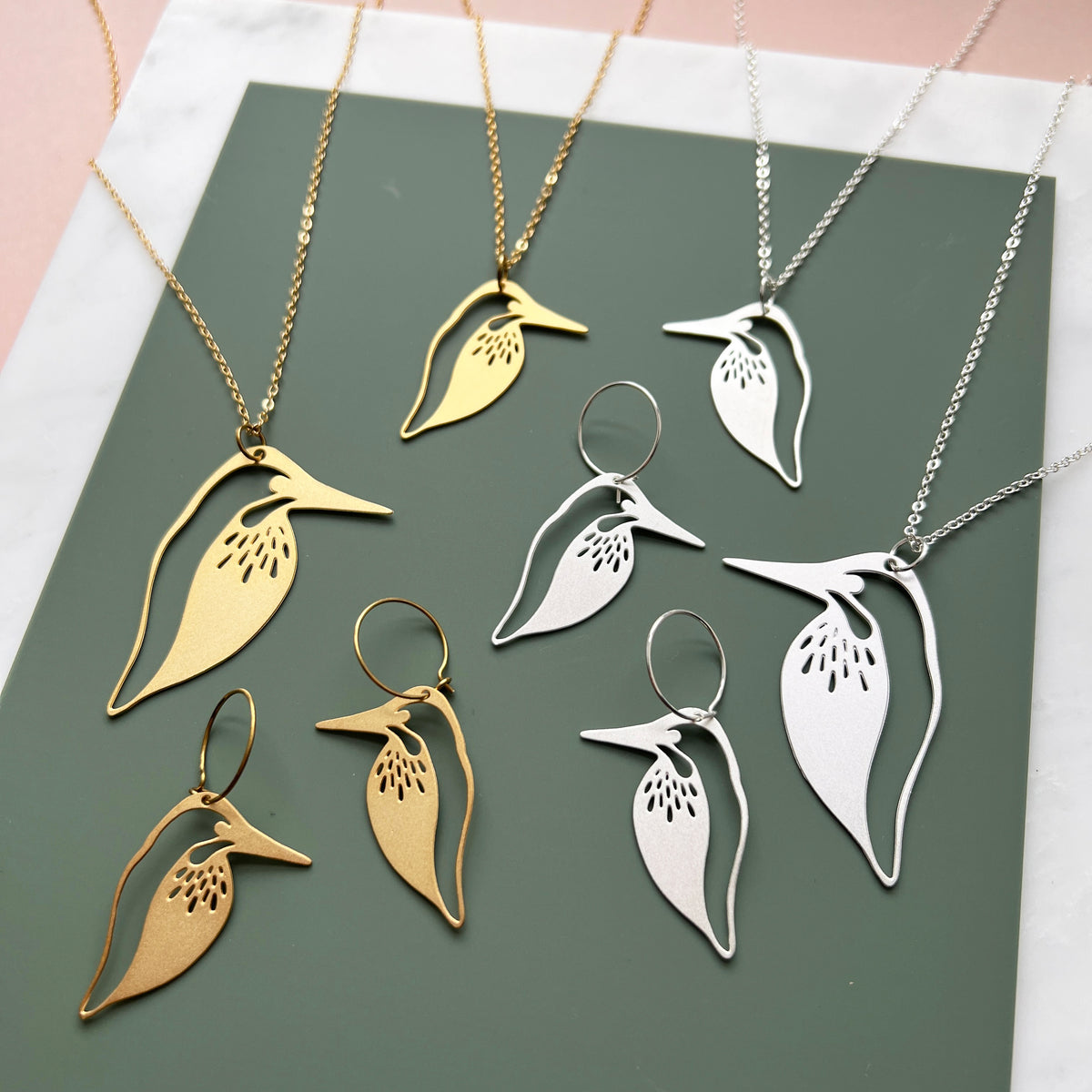 Silver Kingfisher Bird Necklace