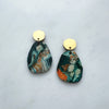 Statement Pebble Dangle Studs - Blue & Orange Drop Earrings