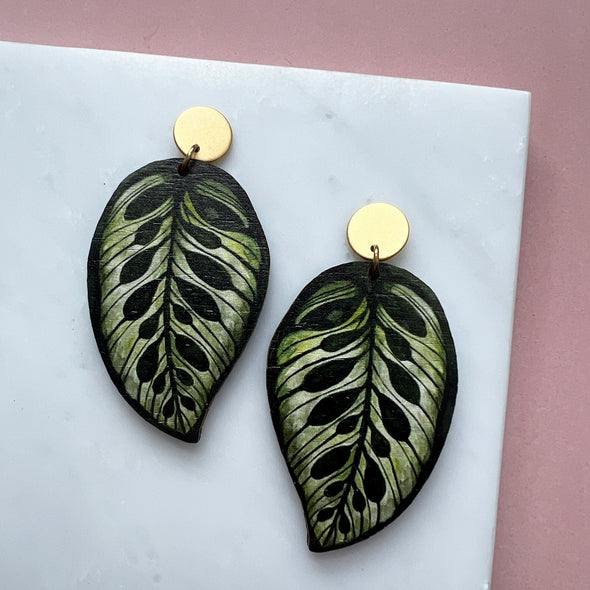 Calathea Makoyana Drop Earrings - House Plant Statement Studs