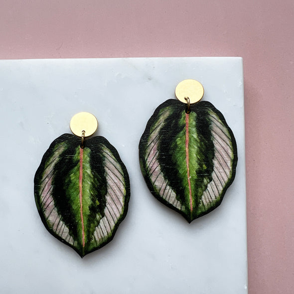 Calathea Medallion Statement Drop Earrings