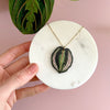 Calathea Medallion House Plant Wooden Necklace Pendant