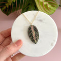 Maranta House Plant Wooden Necklace Pendant