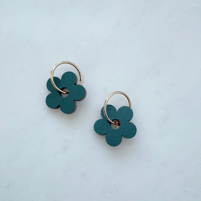 Teal Daisy Hoops