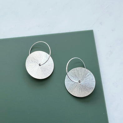 Silver Disc Hoop Earrings