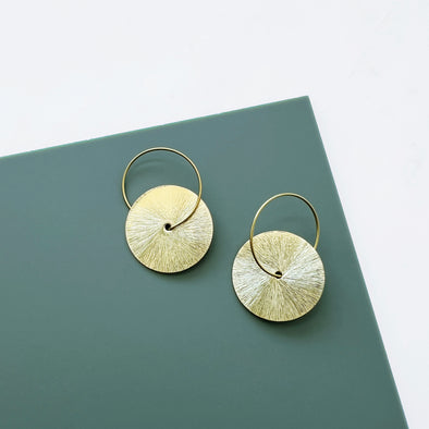 Gold Disc Hoop Earrings