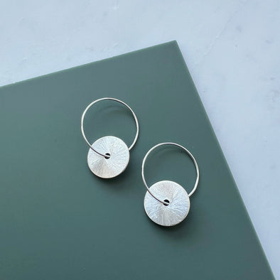 Mini Silver Disc Hoop Earrings