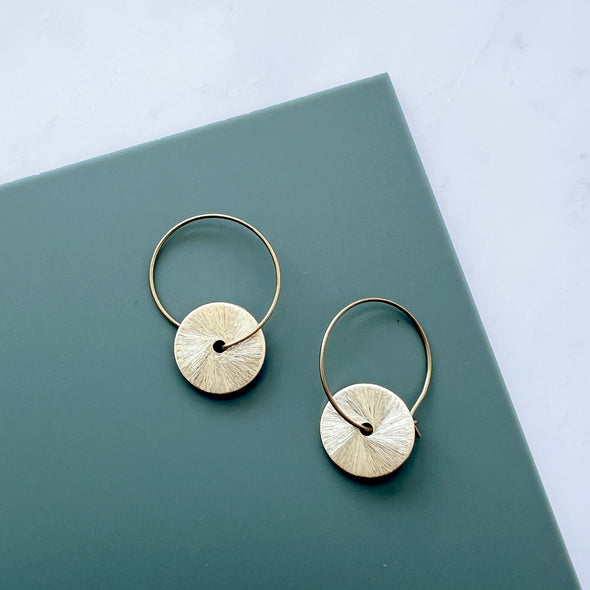 Mini Gold Disc Hoop Earrings