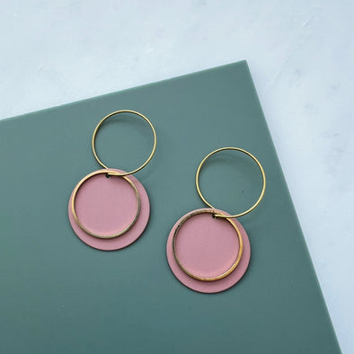 Pink & Gold Disc Hoop Earrings