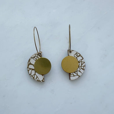 Terrazzo Semi Circle Hoop Earrings - Olive