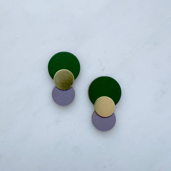 Green & Lilac colour combo stud earrings