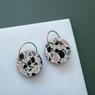 Larger Terrazzo Circle Hoop Earrings