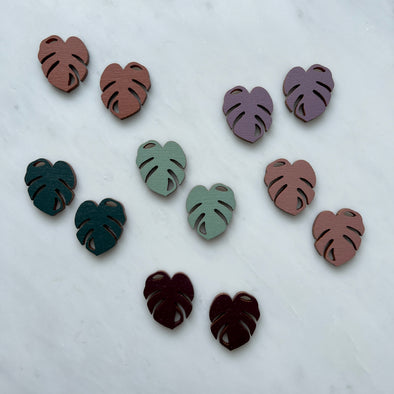 Monstera Stud Earrings - Multi Colour Options