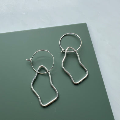 Silver Wavy Hoop Earrings