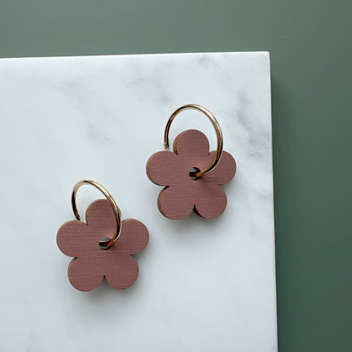 Pink Daisy Hoops