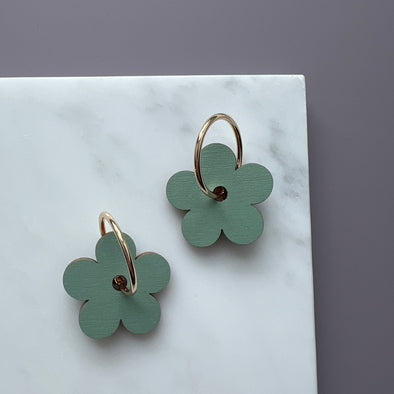 Mint Daisy Hoops