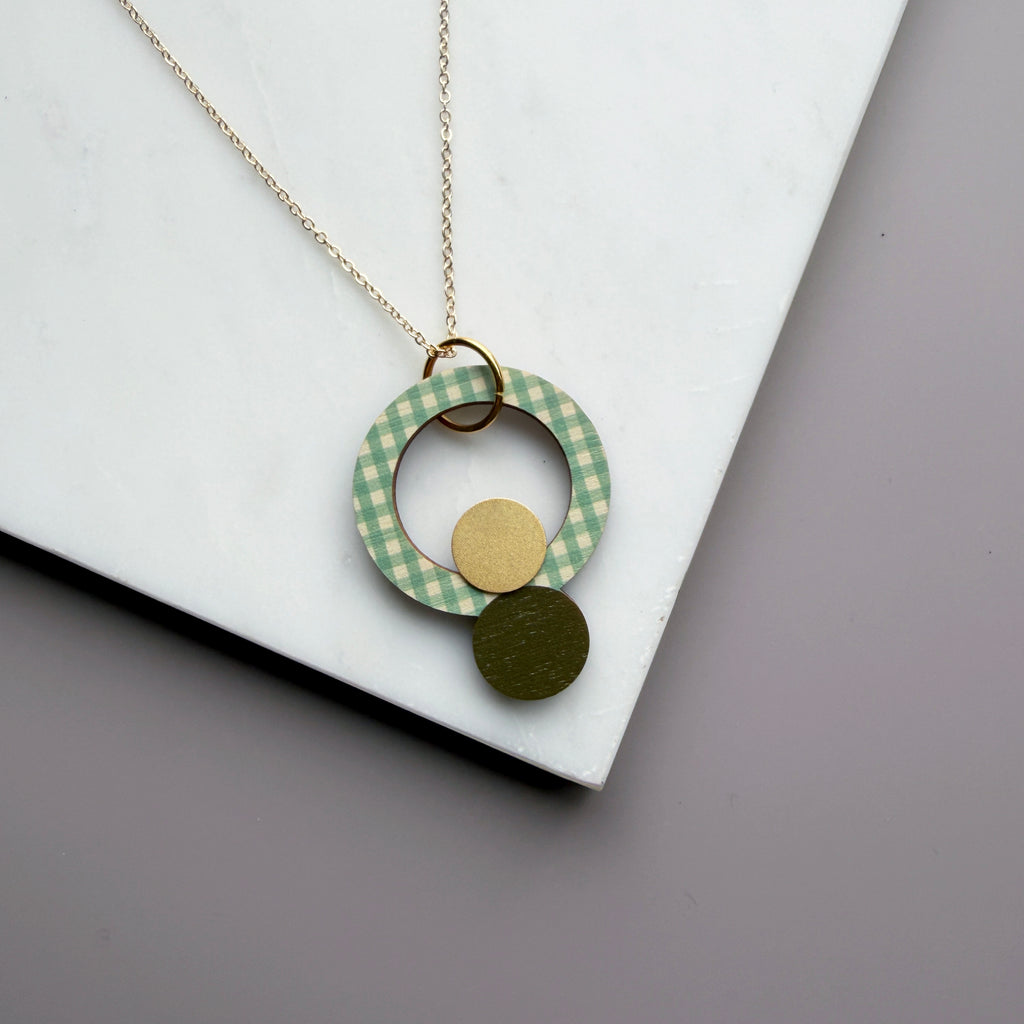 Statement Gingham Double Circle Necklace - 6 Colours