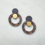 Statement Terrazzo Ring Drop Stud Earrings - Blue & Pink
