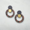 Statement Terrazzo Ring Drop Stud Earrings - Blue & Pink