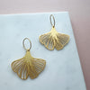 Gold Gingko Leaf Hoop Earrings