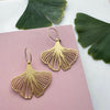 Gold Gingko Leaf Hoop Earrings