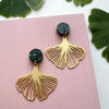 Statement Gold Gingko Drop Earrings