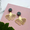 Statement Gold Gingko Drop Earrings