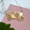 Statement Gold Gingko Leaf Necklace