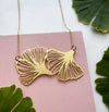 Statement Gold Gingko Leaf Necklace