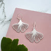 Silver Gingko Hoop Earrings