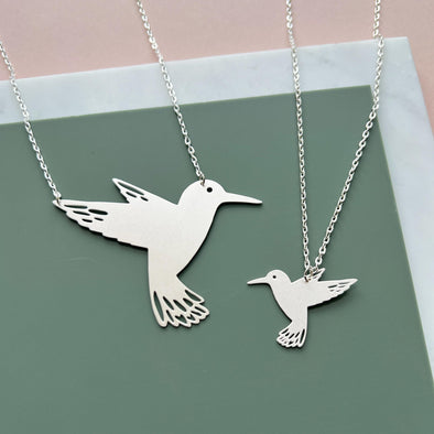 Silver Hummingbird Necklace - 2 Sizes